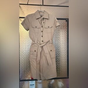 Diane Von Furstenberg Beige Button-Down Midi Dress